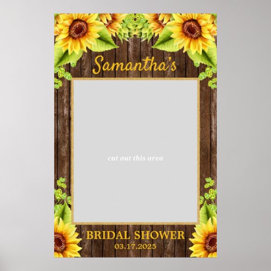 Rustikale Sonnenblumen Holz Sommer Foto Stützstand Poster (Vorne)