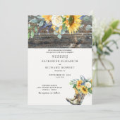 Rustikale Sonnenblumen Holz Stiefel & Lights Einladung (Stehend Vorderseite)