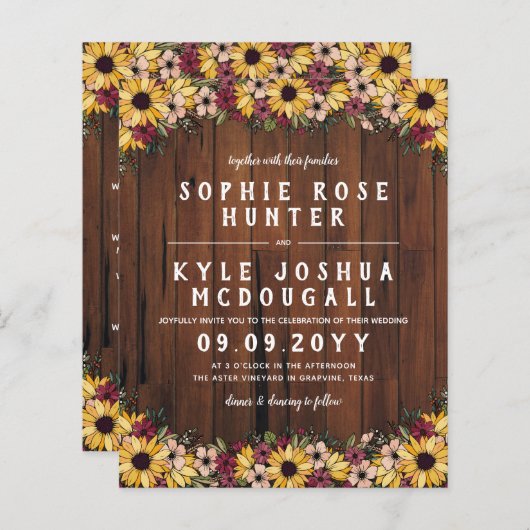 Rustikale Sonnenblumen Holzkörner 2 in 1 Budget Ho (Vorne/Hinten)