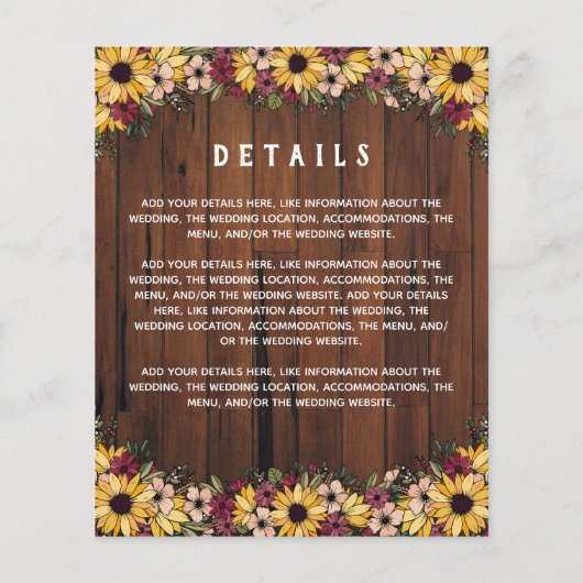 Rustikale Sonnenblumen Holzkörner 2 in 1 Budget Ho (Rückseite)