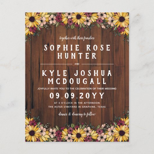 Rustikale Sonnenblumen Holzkörner 2 in 1 Budget Ho (Vorderseite)