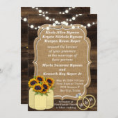 Rustikale Sonnenblumen Holzleuchten Einladung Hoch (Vorne/Hinten)