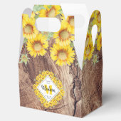 Rustikale Sonnenblumen Holzstruktur Geschenkschachtel (Geöffnet)