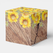 Rustikale Sonnenblumen Holzstruktur Geschenkschachtel (Rückseite)