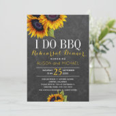 Rustikale Sonnenblumen i do Grillen Probe Abendess Einladung (Stehend Vorderseite)