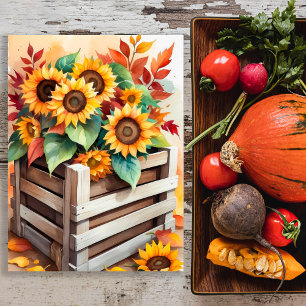 Rustikale Sonnenblumen im Kranz Herbst-Wandposter Poster