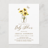 Rustikale Sonnenblumen in Mason Jar Babydusche Einladungspostkarte (Vorderseite)