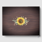 Rustikale Sonnenblumen Jar Lights Wood Brautparty Gästebuch (Rückseite)