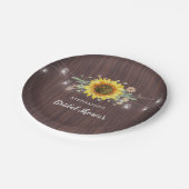 Rustikale Sonnenblumen Jar Lights Wood Brautparty Pappteller (Schrägansicht)