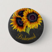 Rustikale Sonnenblumen Kalkbrettbrücke Button (Vorderseite)