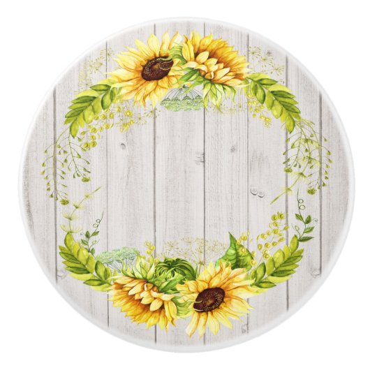 Rustikale Sonnenblumen Keramikknauf (Vorderseite)