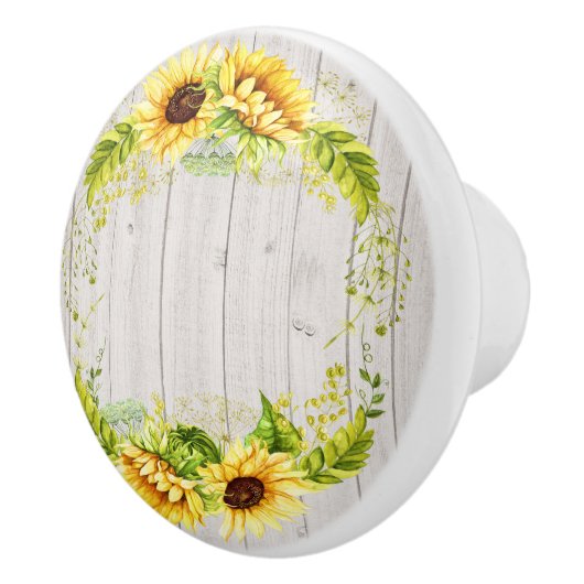 Rustikale Sonnenblumen Keramikknauf (Rechts)