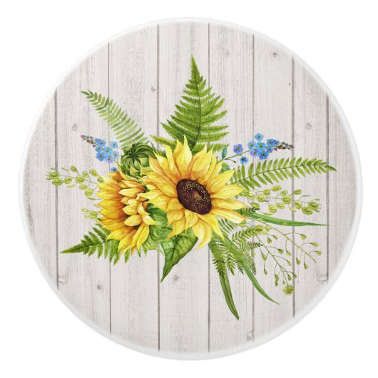 Rustikale Sonnenblumen Keramikknauf (Vorderseite)