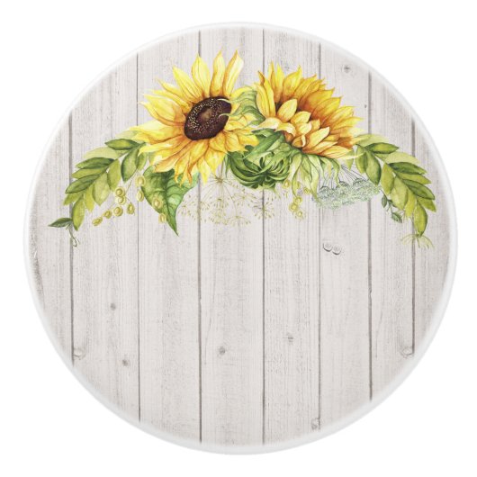 Rustikale Sonnenblumen Keramikknauf (Vorderseite)