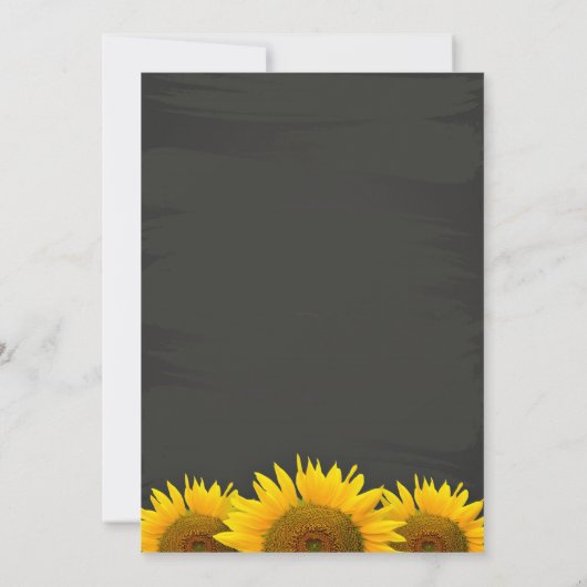 Rustikale Sonnenblumen Klassisches Chalkboard feie Einladung (Rückseite)