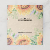 Rustikale Sonnenblumen-Kraftpapier Hochzeit Platzkarte (Außenseite Aufgefaltet)