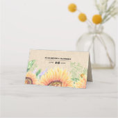 Rustikale Sonnenblumen-Kraftpapier Hochzeit Platzkarte (Rückseite)