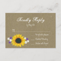 Rustikale Sonnenblumen-Kraftpapier-Hochzeits-RSVP-