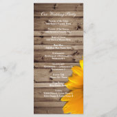 rustikale Sonnenblumen Land Hochzeitsprogramme Programm (Rückseite)