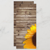 rustikale Sonnenblumen Land Hochzeitsprogramme Programm (Vorne/Hinten)