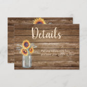 Rustikale Sonnenblumen Land Informationen Begleitkarte (Vorne/Hinten)