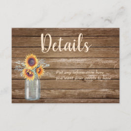 Rustikale Sonnenblumen Land Informationen Begleitkarte