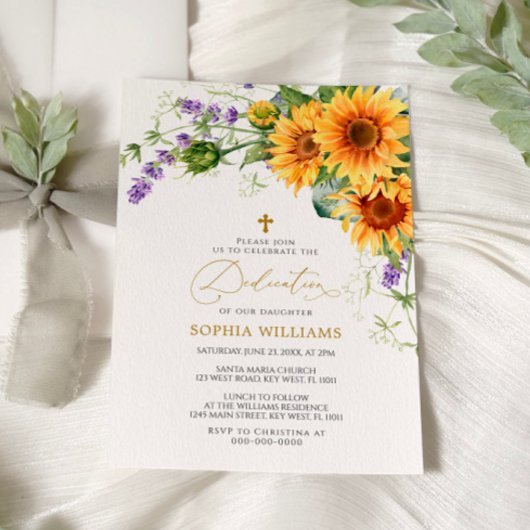 Rustikale Sonnenblumen & Lavander Dedication Einla Einladung