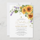 Rustikale Sonnenblumen & Lavander Dedication Einla Einladung (Vorderseite)
