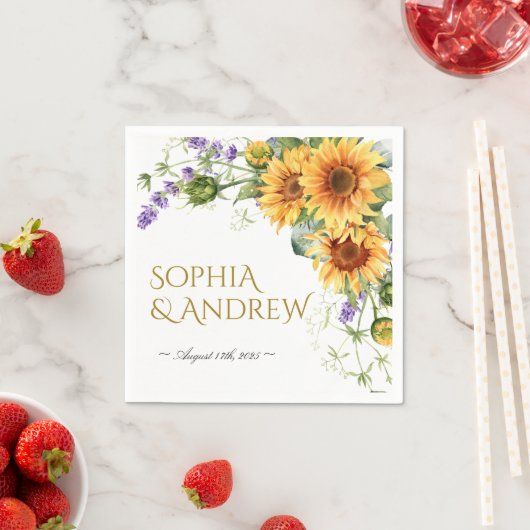Rustikale Sonnenblumen & Lavander Wedding Napkins Serviette (Beispiel)