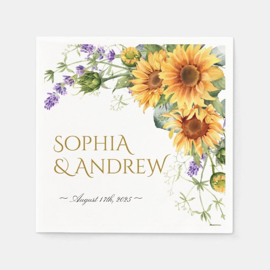 Rustikale Sonnenblumen & Lavander Wedding Napkins Serviette (Vorderseite)