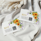 Rustikale Sonnenblumen & Lavander Wedding QR Code Begleitkarte