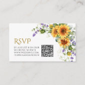 Rustikale Sonnenblumen & Lavander Wedding QR Code  Begleitkarte (Vorderseite)
