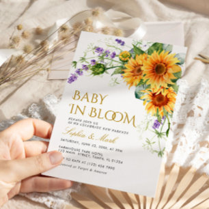 Rustikale Sonnenblumen & Lavendel Baby in Blood la Einladung