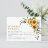 Rustikale Sonnenblumen & Lavendel-Hochzeiten Detai Begleitkarte (Stehend Vorderseite)