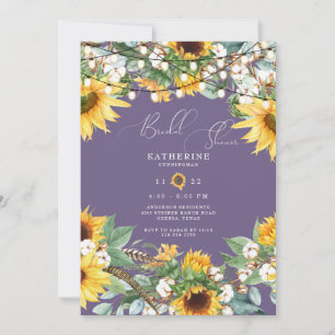 Rustikale Sonnenblumen-Lavendel-II-Hochzeitsdusche Einladung