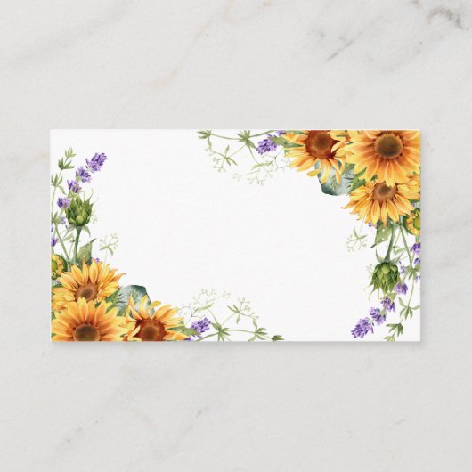 Rustikale Sonnenblumen & Lavendelbuch für die Kind Begleitkarte (Rückseite)