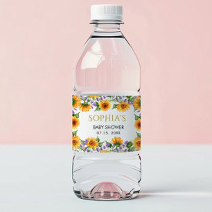 Rustikale Sonnenblumen & Lavender Baby Water Label Wasserflaschenetikett