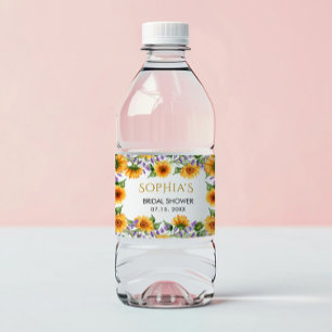 Rustikale Sonnenblumen & Lavender Bridal Water Lab Wasserflaschenetikett