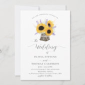 Rustikale Sonnenblumen Lavender Elegante Bouquet W Einladung (Vorderseite)