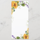 Rustikale Sonnenblumen & Lavender Wedding Menü Menükarte (Rückseite)
