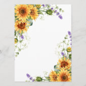 Rustikale Sonnenblumen & Lavender Wedding Menü Menükarte (Rückseite)