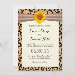 Rustikale Sonnenblumen Leopard Print Wedding Einla Einladung