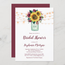 Rustikale Sonnenblumen Leuchten Mason Jar Brautpar Einladung