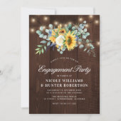 Rustikale Sonnenblumen-Leuchtenbindungsparty Einladung (Vorderseite)