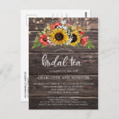 Rustikale Sonnenblumen Lichter Bridal Tee Einladun Postkarte (Vorne/Hinten)