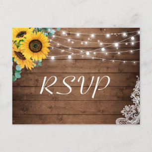 Rustikale Sonnenblumen, Lichter, die RSVP Hochzeit Einladungspostkarte