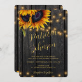 Rustikale Sonnenblumen Lichter Stallenholz Hochzei Einladung (Vorne/Hinten)