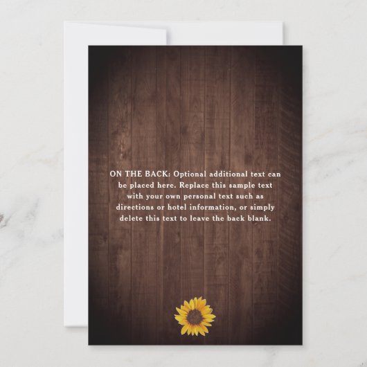 Rustikale Sonnenblumen & Lichter Überraschung 40. Einladung (Rückseite)