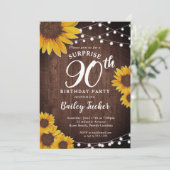 Rustikale Sonnenblumen & Lichter Überraschung 90.  Einladung (Stehend Vorderseite)