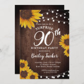 Rustikale Sonnenblumen & Lichter Überraschung 90.  Einladung (Vorne/Hinten)